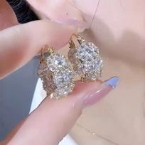 Fashion Trend Unique Design Elegant Exquisite Light Luxurious Zircon Hoop Earrings For Women Zircon Wedding Party Premium Gift