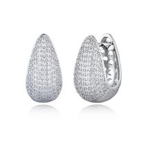 Luxury Elegant AAAA Zirconia Pave Huggie Hoop Earrings Woman Geometric U Shape Bridal Wedding Engagement Daily Vintage Zircon varis