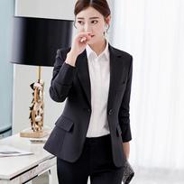 Ladies' Spring and Summer Solid Color Slim Fit Suit Jacket, Long Sleeved One Button Jacket 2XL juoda