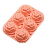 Rose Ice Cubes Tray Leakage Proof Easy Release Silicone 6 Flower Ice Mould with Funnel Lid for