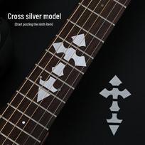 Individualizuotas gitaros lipdukų rinkinys: Dekoratyviniai grifų ir panelės apsaugai akustinėms ir elektrinėms gitaroms. sidabrinės kryžiaus spalva