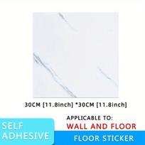 Wall Sticker Self Adhesive Waterproof PVC Tiles Floor Stickers Marble Bathroom Living Room Bedroom Ground Thick Wallpapers 30cm x 30cm x 4pcs