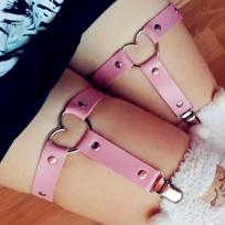 Punk Metal Tassel Pendant Pink PU Leather Choker Collar Sexy Spiked Neck Strap Clavicle Men Necklaces for Women Gothic Jewelry rožinė