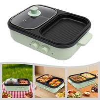 2-In-1 Electric Green Hot Pot,110V Food-grade Aluminum Alloy Multi-purpose Hot Pot Tabletop Corded Electric for Grilling,Frying