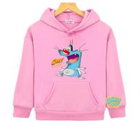 Oggy ir Tarakonai Berniukų Hoodies Komiksai Patogūs berniukų/mergaičių Pavasaris Ruduo Nauji Vaikų Hoodies Šilti džemperiai Kawaii Sportinė apranga 130 rožinė