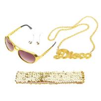 4Pcs 70s Disco Accessories Halloween Women Costume Jewelry Disco Balls Earrings Sunglasses Sequins Headband Necklace 1