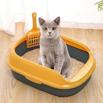 Cat Open Top Non- Litter Kitten Pan Detachable Rim Toilet W/ Container Accessories mėlyna