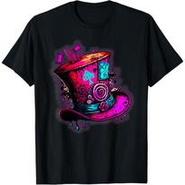 We're All Mad Here Pink Steampunk Alice In Wonderland Hat T-Shirt S juoda