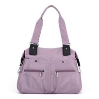 Shopping Bag Handbag for Girl Women Fashion Tote Trendy Splashproof Nylon Bag violetinė