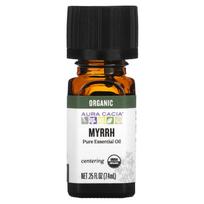 Aura Cacia, Grynasis eterinis aliejus, Ekologiškas miras, 0,25 fl oz (7,4 ml)