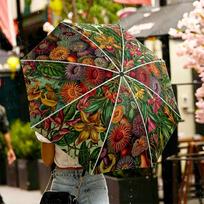 Lake Swan Butterfly Animal and Forest Umbrella for Outdoor Travel Use, Auto Open-Close 8-Rib Umbrella Exquisite Gift for Family and Friends