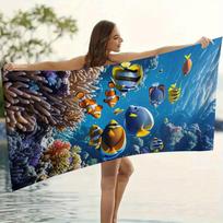 Ocean Coral Fish School Microfiber Towel, Soft Absorbent Quick Dry for Swimming Camping W40*H60(CM)