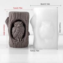 Owl Shape Candle Mould Realistic Non-Stick Silicone Mold 3D Animal Candle Mold for Concrete Clay Epoxy Resin Adults Family gray