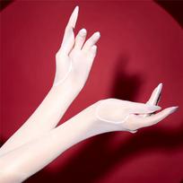 Sexy Women 1D Ultra Thin Five Finger Long Glove Oil Shiny Glossy Sun Protection Glove Elastic Party Wedding Luxury Glove M