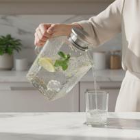 3800ml Glass Water Pitcher, Airtight, Ideal for Cold Drinks, And Water, Coffee Other Silver Handle