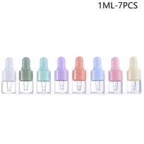 7PCS Portable Refillable Mini Dropper Bottle Set 1/2/3/5ml Empty Macaron Color Glass Essential Oil Vials Reusable Container DIY