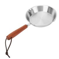 Sviesto šildytuvas Nerūdijančio plieno keptuvė Nonstick Mini kiaušinių keptuvė Ergonomiška su medine rankena Pusryčių keptuvė Omleto juoda