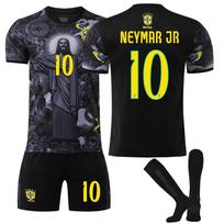 2025-26 Brazilijos Juodasis Jėzus #10 NEYMAR JR Sportinio Treniruočių Dėvėjimo Rinkinys su Kojinėmis Paaugliams Vaikams Suaugusiems Individualus Pavadinimas Futbolo Aprangos 26