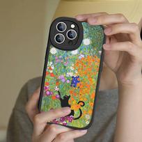 Funny Cats Van Gogh Phone Case For IPhone 16 15 14 13 Pro Max 11 12 Plus Leather Silicone Cover 12 pro max