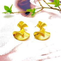 French Dress Style Fan Tutu Women'S Fashion Ginkgo Stud Earrings auksas
