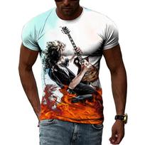 Summer Hip Hop Cool Guitar Musician graphic t shirts Men Casual Personality Creative 3D Printing O-neck Short Sleeve Tees Tops S