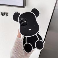 Dėklas skirtas Samsung S24 S23 Ultra S22 S21 S20 A13 A33 A53 A12 A22 A52 A14 A24 A34 A54/iphone 14 13 12 Minkštas silikoninis 3D mielas animacinių meškiukų galinis dangtelis samsung A34 juoda