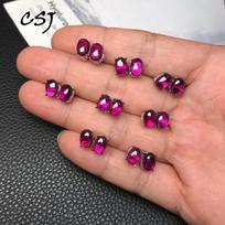 CSJ Tikri natūralūs rodolito granato auskarai Sterling 925 sidabro brangakmenis 5*7mm Moterims Vestuvių vakarėlio Gimtadienio papuošalų dovana