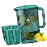 Water Pitcher Fridge Door Water Jug with Handle Beverage Serveware and Storage Container for Hot Liquids or Cold Drinks žalia