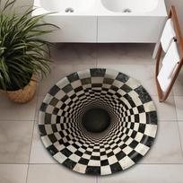 3D optinės iliuzijos kilimas, hipnotizuojantis juodai baltas sūkurinis kilimas, sukuria stulbinančią begalinę bedugnę jūsų kambario grindų dekoracijoje 80x80cm gray