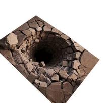 3D Skylės Kilimas Realistiška Bedugnė Grindų Kilimėlis Juokingas Optinės Iliuzijos Kilimas su Neslystančiu Pagrindu Įėjimui Svetainei Vonios Kambariui 40*60cm black