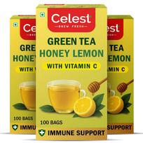 Celest Honey Lemon Green Tea With Vitamin C 100 Tea Bags X Pack Of 3 Refreshing Daily Brew For Hot Or Iced Enjoyment