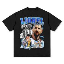 Lionel Messi Football T Shirt For Men Women Oversized Pure Cotton Short Sleeve Cool Sportswear Top For Street Style Daily Wear M