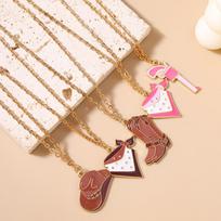 Aihua 5pcs/set Cute Western Cowboy Hat Boots Gun Necklaces for Women European Style Cowboy Cowgirls Necklace Party Jewelry Gifts