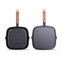 Non-Stick Cast Iron Flat-Bottomed Striped Steak Pan for Home Use
