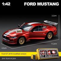 CCA DIY Customizable 1:43 Scale Ford Mustang Alloy Car Model Kit - Unique Racing Car Collectible for Hobbyists & Enthusiasts raudona