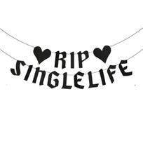 RIP Single Life Black Glitter Heart Banner for Bachelorette Party & Wedding Decor Other juoda