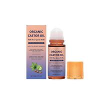 Organic Golden Castor Oil Roll-On with Rose Quartz | 100% Pure for Skin, Brows & Lashes and less mess| Hexane-Free | USDA Certified | Cold-Pressed