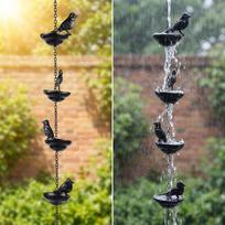 Dekoratyvus paukštis lietaus grandinėlė latakams, lietvamzdžiams, geležies dizainas, tinkama sodui, namams, terasai, 4 Birds