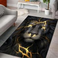 1PC Lion, black mane, golden cracks, art Carpet for Living Room Bedroom Sofa Home Decor Rus Non-slip Floor Mat Luxury Gift 40cm x 60cm
