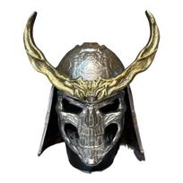 Samurajiško stiliaus kaukolės kaukės spragėsių kibiro laikymo dėžutė namų dekoravimui ir kolekcionuojamiems daiktams Helovino Cosplay konteineris