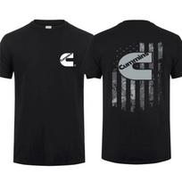 Cummins Dyzelinis T-shirt su Amerikos vėliavos raštu, Juodas Senas Patriotiškas Dizainas 100% Medvilnė Įprastas Vyriškas Laisvalaikio Trumpomis Rankovėmis S juoda