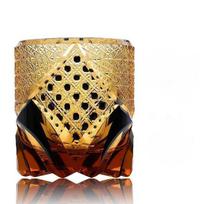 Japanese Black Warrior Armor Edo Kiriko Whisky Rock Glass Amber Crystals Whiskey Cup High-End Wine Glass Hand Cut Brandy Snifter 220ml