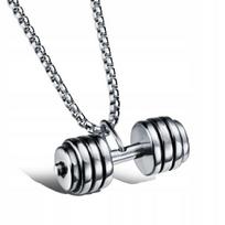Silver Barbell Necklace, Dumbbell, Gym 360