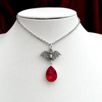 Vintage Gothic Bat Choker For Women Fashion Witch Accessories Gift Red Crystal Bat Mystery Pagan Zircon Punk Goth Necklace raudona