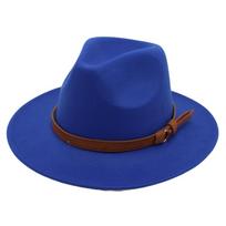 New Artificial Suede Western Cowboy Hat Tibetan Style Curved Brim Top Hat Soft Felt Roll Brim Cowgirl Cap Outdoor Riding mėlyna