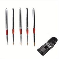 5 vnt./rinkinys Nešiojamas nerūdijančio plieno akvarelės teptukas Apvalus galvutė Nuimamas kišeninis rašiklis Kabliukas Linija Kelioninis tapybos meno reikmenys 5Pcs/set gray