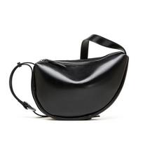 Moteriška koldūnų rankinė iš natūralios odos, laisvo stiliaus, pusmėnulio formos, didelės talpos, nešiojama ant vieno peties, crossbody One Size juoda