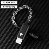 QKZ TC MAX HiFi USB DAC C tipo į 3,5 mm ausinių stiprintuvą KT02F20 lustukas garso dekoderis telefono adapteris USB C skaitmeninis DAC skirtas Android TC MAX Black
