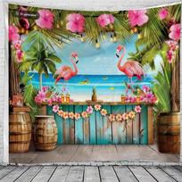 VIKAMA Vasaros Tropinės Fantazijos Sieninė Danga Flamingo Tiki Baras ALOHA Totemas Palmių Svetainė vakarėlio fonas Kambario dekoracija 60X90CM(2X3FT
