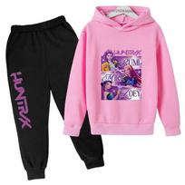 Kids Fashion Cartoon Kpop Demon Hunters  Print  2pcs Hoodie+Pants Sportsuits Casual Outfits Clothes Boys Girls 150